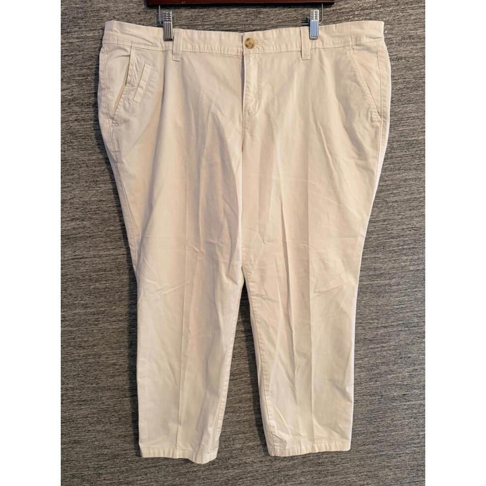 Old Navy Women's White Chino Pants Size 18 Regular Stretch Pixie Straight Leg